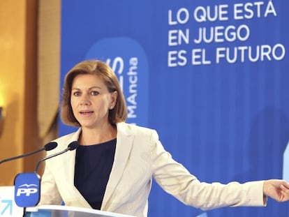 María Dolores de Cospedal, en un acto electoral el 23 de mayo