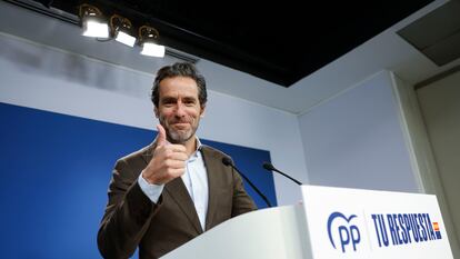 El portavoz del PP, Borja Sémper, este martes durante la rueda de prensa ofrecida este martes en la sede del partido, en Madrid.