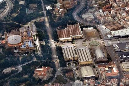 Vista aèria de la zona afectada pel pla urbanístic per convertir Montjuïc en un pol cultural.