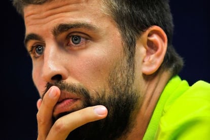 Piqué en su comparecencia ante los medios de comunicación.