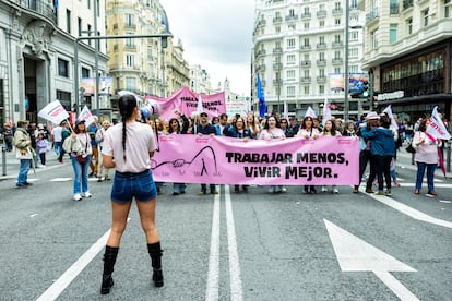 Manifestación del 1 de Mayo en la Gran Vía de Madrid