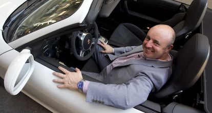 Jason Coghlan, behind the wheel of a friend's Porsche in Marbella last week.