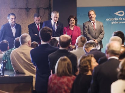 El presidente de Global Omnium, Eugenio Calabuig, en la presentación del Acuario de Sevilla, la pasada semana.