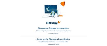 Mensaje explicativo del error en la página web de Naturgy.