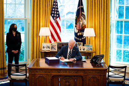 El presidente de EE UU, Joe Biden, el 11 de marzo en la Casa Blanca.