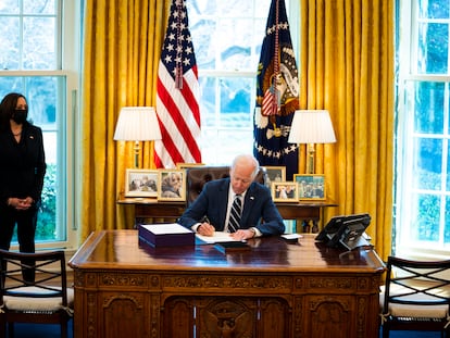 El presidente de EE UU, Joe Biden, el 11 de marzo en la Casa Blanca.