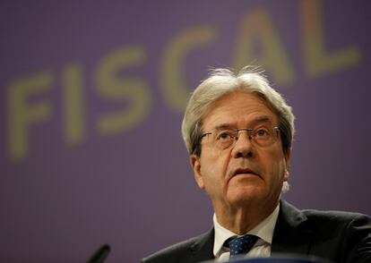 El comisario de Economía de la UE, Paolo Gentiloni, en una rueda de prensa sobre las reglas fiscales europeas, este miércoles.