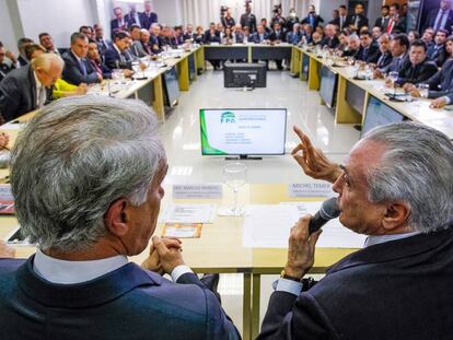 Marcos Montes e Michel Temer no encontro da FPA.