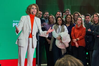 La vicepresidenta primera del Gobierno, María Jesús Montero, presenta su candidatura a la Secretaría General del PSOE de Andalucía esta tarde en Sevilla.