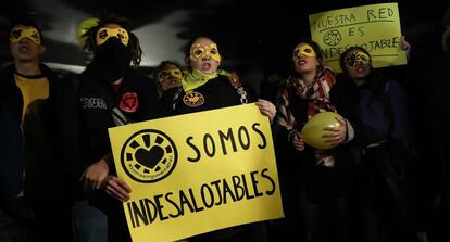 Concentracion de protesta por el desalojo de La Ingobernable, en Madrid.
