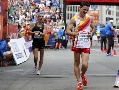 Diego García Carrera al terminar los 20km marcha, el 11 de agosto de 2018, en Berlín. 