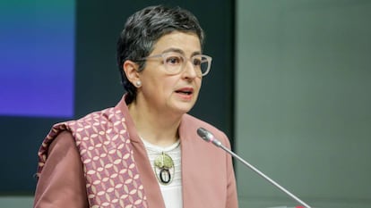 La ministra de Asuntos Exteriores, Unión Europea y Cooperación, Arancha González Laya, durante una rueda de prensa.