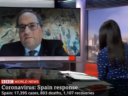 Quim Torra, durante una entrevista en la BBC.