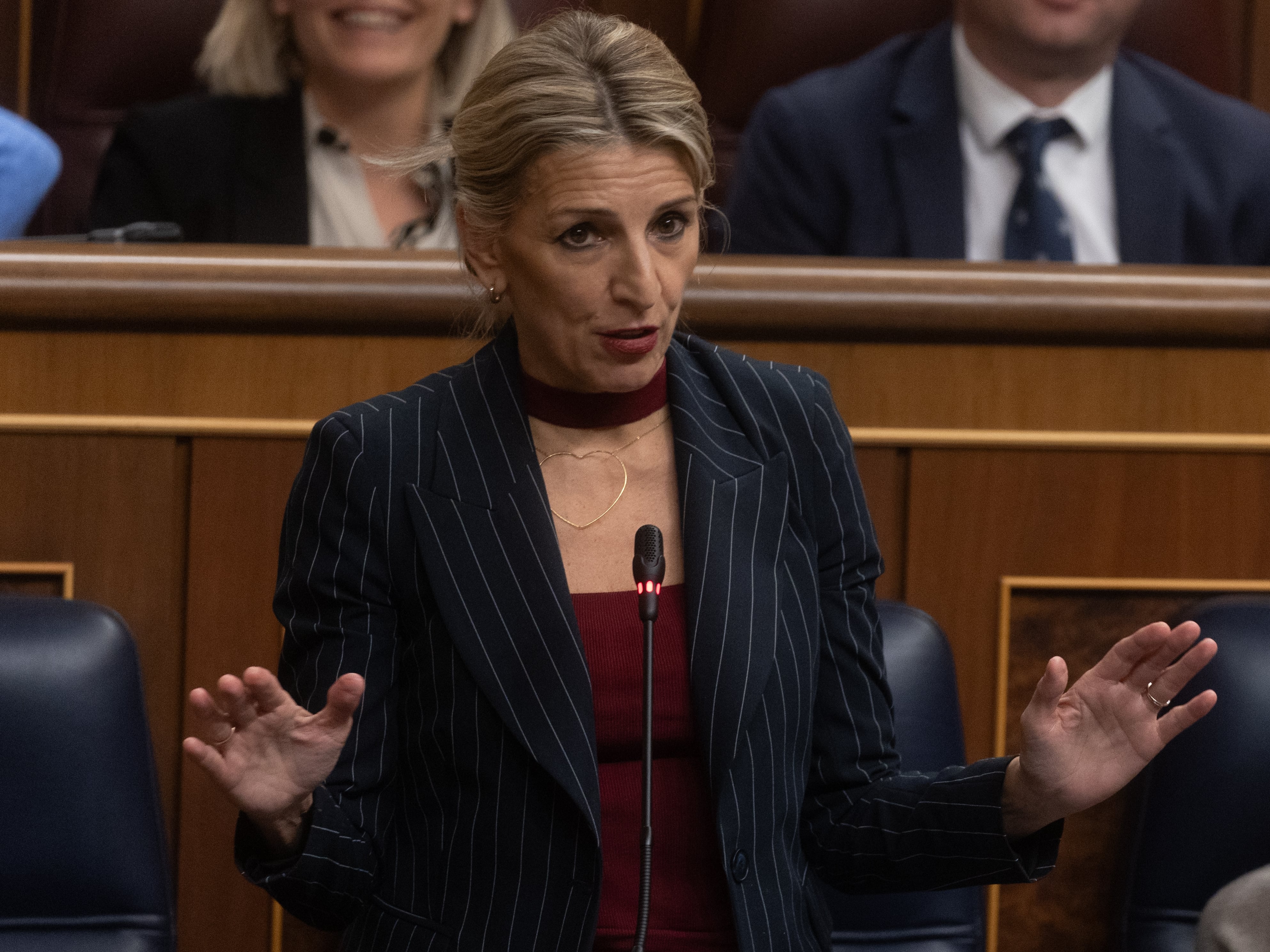 La vicepresidenta segunda y ministra de Trabajo, Yolanda Díaz, en el Congreso de los Diputados.