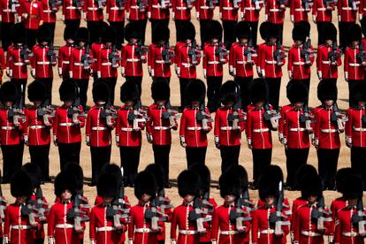 Members of the Household division take part in the Trooping the Colour ceremony at Horse Guards Parade, as a part of the Queen's Platinum Jubilee celebrations, in London, Britain June 2, 2022. Matt Dunham/Pool via REUTERS