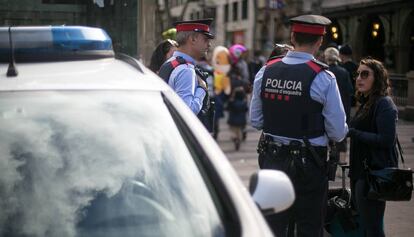 Una patrulla de Mossos, a la Rambla.