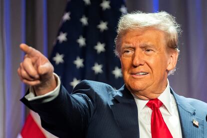 Donald Trump, durante una reunión con los republicanos elegidos para la Cámara de Representantes, este miercoles.