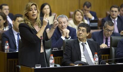 Susana Díaz durante su intervención en el Parlamento de Andalucía.