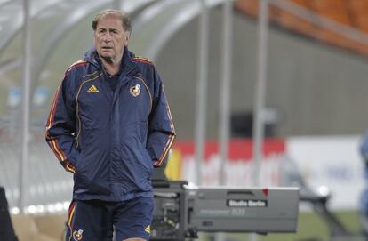 Toni Grande, segundo entrenador de España, mano derecha de Del Bosque, en el estadio de la final.