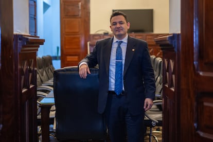 Samuel Pérez presidente del Congreso durante una entrevista en la Ciudad de Guatemala, Guatemala, el 16 de enero de 2024.