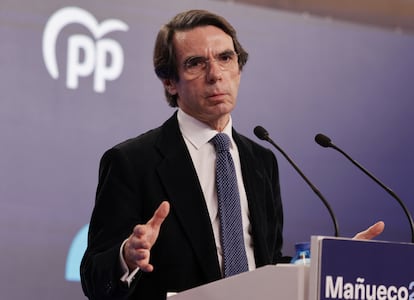El expresidente del Gobierno de España y miembro del Partido Popular, José María Aznar, en la Cúpula del Milenio, este sábado, en Valladolid (Castilla y León).
