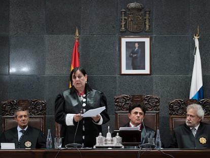 La fiscal superior de las islas, María Farnés, durante el acto de la apertura del Año Judicial en la comunidad autónoma.