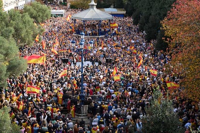 Miles de personas asistieron a la concentración contra la amnistía en Santander (Cantabria), este domingo.
