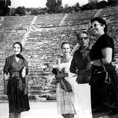 Maria Callas, Tina Aristóteles y Artemis, hermana del armador en 1959.