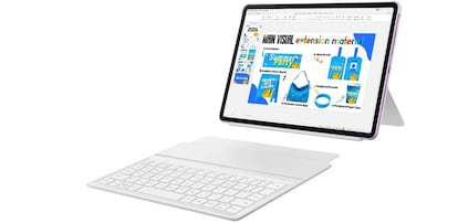 Tablet Huawei MatePad 11.5 (2025) con teclado de color blanco