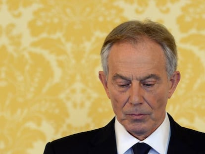 Tony Blair en una conferencia de prensa este miércoles en Londres.
