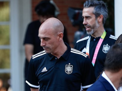 El presidente de la Real Federación Española de Fútbol, Luis Rubiales, el 22 de agosto, en La Moncloa.