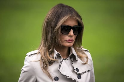 Melania Trump, na famosa fotografia em que foi confundida com uma dublê