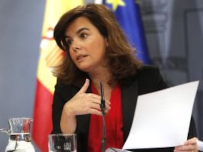 Soraya S&aacute;nez de Santamar&iacute;a, tras un Consejo de Ministros.