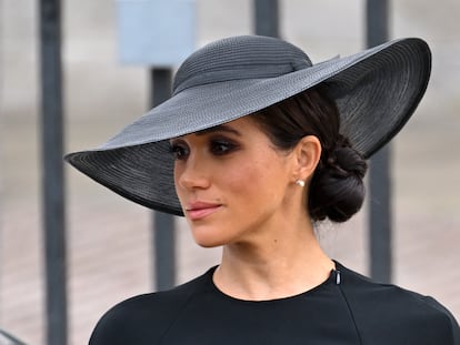 Meghan Markle, duquesa de Sussex durante el funeral de estado de la reina Isabel II en la Abadía de Westminster el 19 de septiembre de 2022 en Londres, Inglaterra