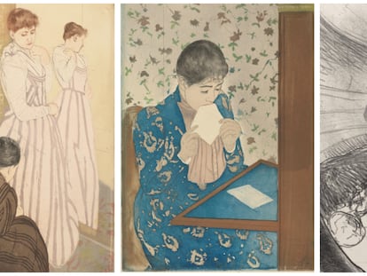Los tres grabados y la litografía de Mary Cassat adquiridos por el Museo Van Gogh de Ámsterdam.