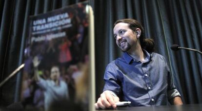 Pablo Iglesias durante la presentaci&oacute;n de su &uacute;ltimo libro el martes.