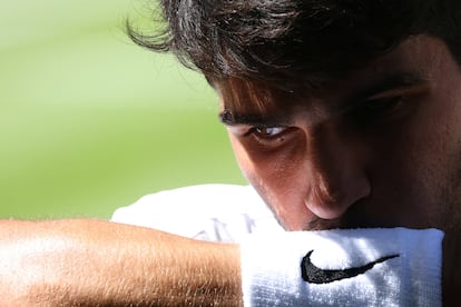 Carlos Alcaraz, durante la semifinal del viernes contra Taylor Fritz.