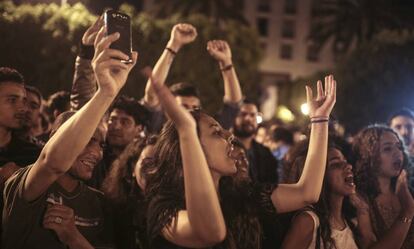 Protesta en las calles de Rabat, este domingo.