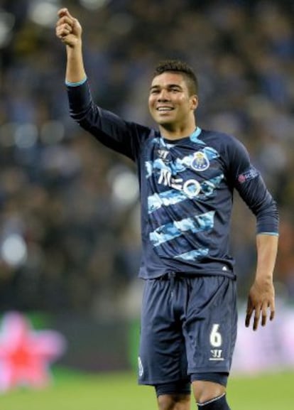 Casemiro celebra la victoria del Oporto ante el Basilea.