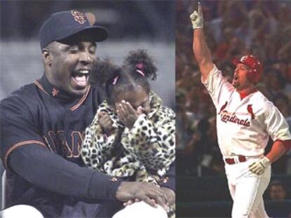 Barry Bonds, con su hija, a la izquierda, y Mark McGwire.