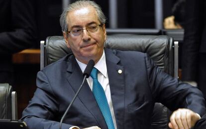 Cunha durante sessão para leitura de seu parecer sobre o impeachment.