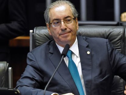 Cunha durante sessão para leitura de seu parecer sobre o impeachment.