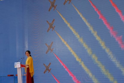La presidenta de la Comunidad de Madrid, Isabel Díaz Ayuso, durante el acto institucional de entrega de las Grandes Cruces de la Orden del 2 de Mayo.