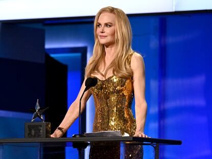 LOS ANGELES, CALIFORNIA - APRIL 27: Honoree Nicole Kidman speaks onstage during the 49th AFI Life Achievement Award: A Tribute To Nicole Kidman at Dolby Theatre on April 27, 2024 in Los Angeles, California. (Photo by Michael Kovac/Getty Images for AFI)