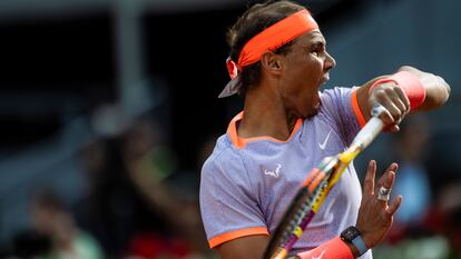 Nadal, en el partido contra Blanch en la Caja Mágica de Madrid.