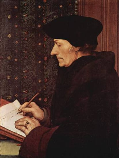 Erasmus, en una pintura de Hans Holbein.