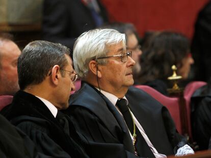 El magistrado Aurelio Desdentado, en 2010, en la toma de posesión de cuatro nuevos magistrados del Supremo.
