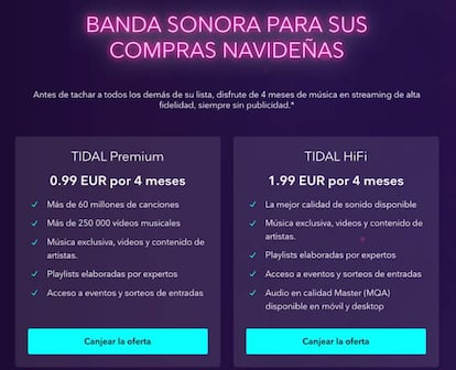 Oferta Tidal para el Black Friday.