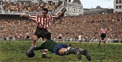 Iriondo durante un partido con el Athletic ante el Real Madrid.