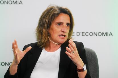 La vicepresidenta cuarta y ministra para la Transición Ecológica del Gobierno, Teresa Ribera el pasado día 16 en una jornada del Cercle d'Economia de Barcelona.
Alberto Paredes / Europa Press
15/04/2020